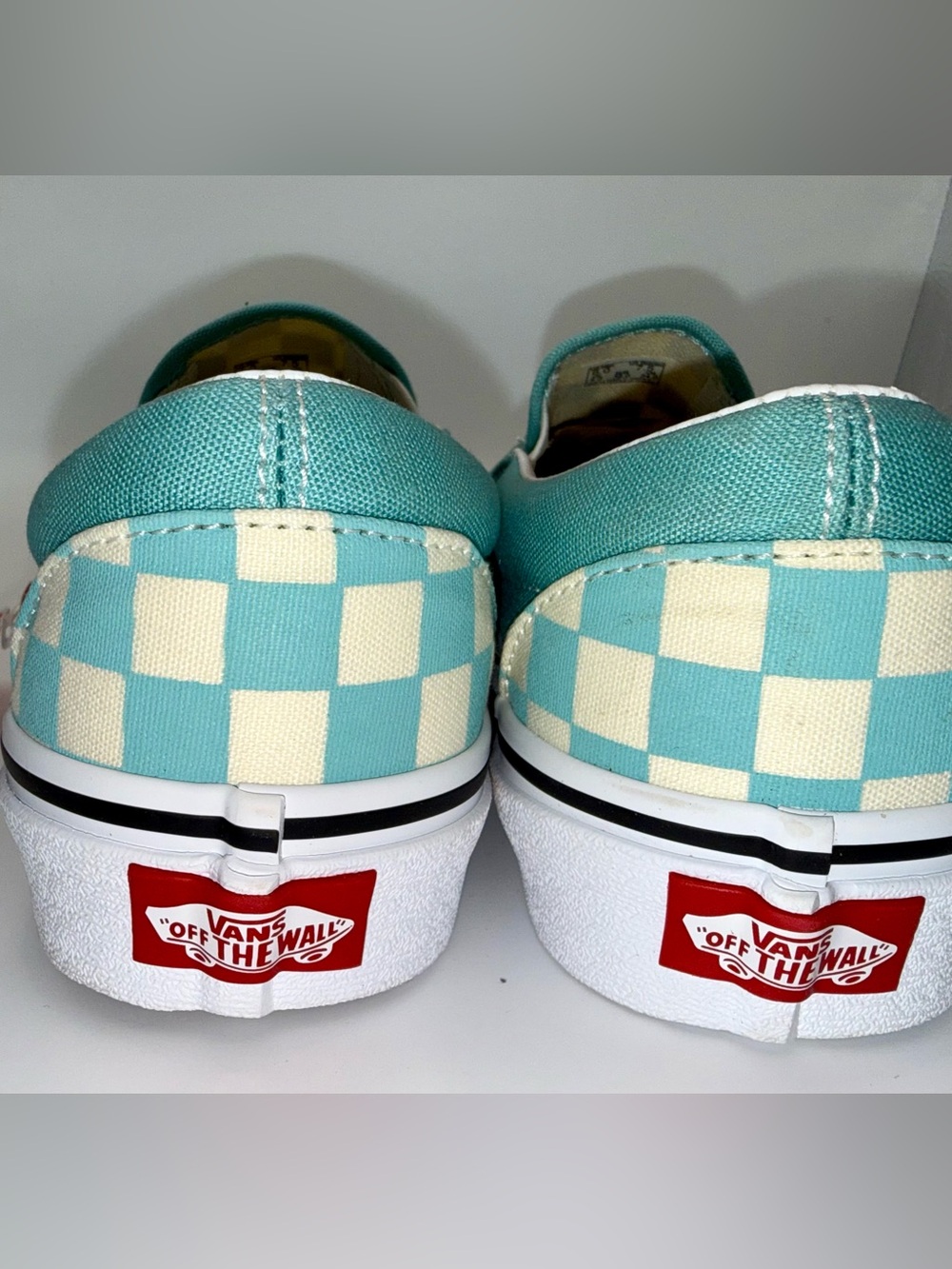Vans Slip-On Checkerboard in Aqua Haze and Cream NEW - Picture 4 of 6